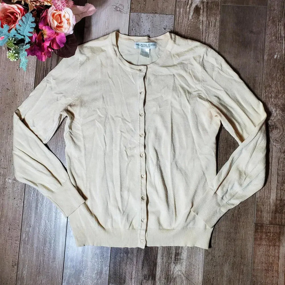 Melrose Chic New York Cream-Colored Cardigan Sweater Women's Size Large EUC - Picture 6 of 11